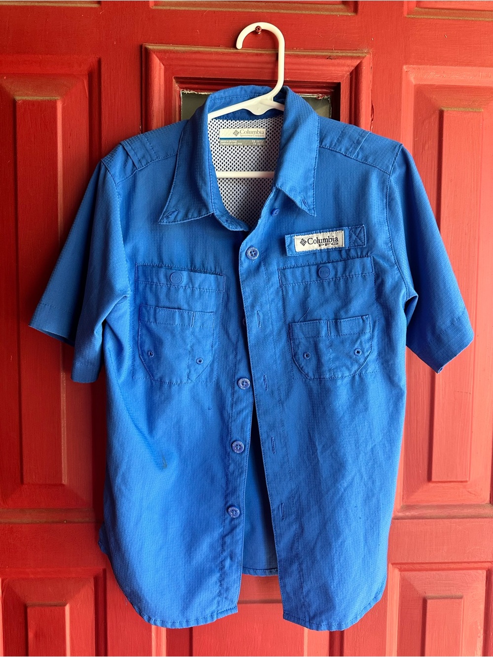 Columbia Boys Short-Sleeve Button Down Shirt — Blue